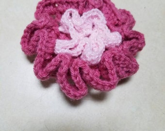 Crocheted rose hair barrette