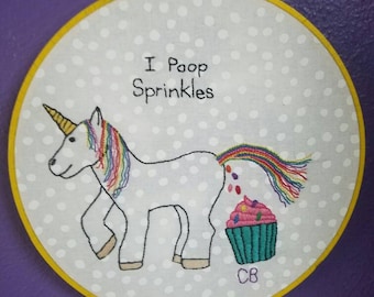 I poop sprinkles Unicorn embroidery