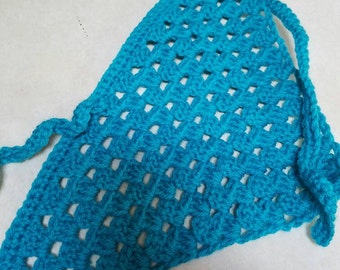 Blue crochet hair kerchief