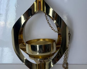Mid Century Candleholders Mascot International 1970's Origami Swirl brass &Chain
