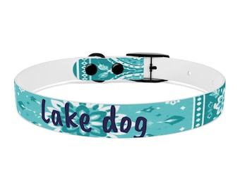 Lake Dog Dog Collar | Teal Bandana Pattern, Summer Pet Accessory