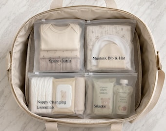 Baby Bag Organiser Pouches Set | 4 Reusable Frosted Zip Bags (240x350mm)