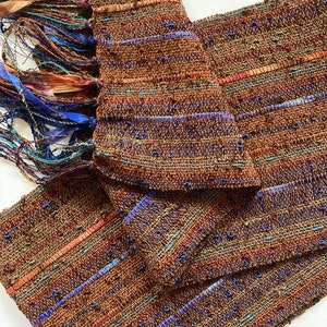 handwoven scarf golden brown lightweight scarf image 4