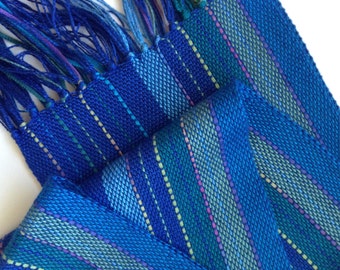 handwoven scarf in a lightweight and beautiful blue blend