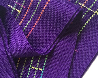 handwoven scarf perfectly purple crosshatch pattern