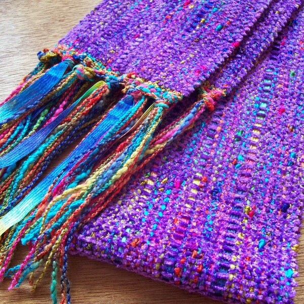 handwoven long amethyst scarf