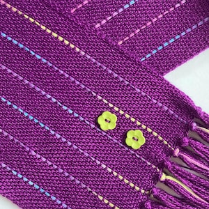 handwoven bamboo scarf magenta narrow