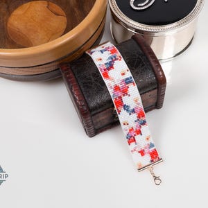 Cherry Blossom Beaded Bracelet: Loom-Woven Miyuki Delica Beads