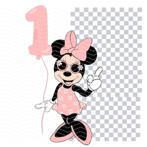 Minnie Maus erster Geburtstag mit Einem Finger und 1 Ballon Clipart | Minnie Ausschnitt