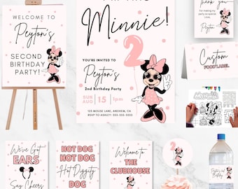 I&#39;m This Minnie Second Birthday Bundle, Second Birthday Invite, Editable Canva Templates