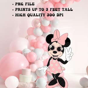 Clipart de segundo cumpleaños de Minnie Mouse con dos globos, Oh Twodles / Recorte de Minnie de 3 pies