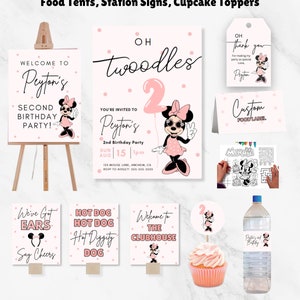 Oh Twoodles Minnie Birthday Bundle, Second Birthday Invite, Editable Canva Templates