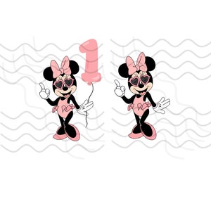 Minnie Mouse First Birthday, One Finger, Bathing Suit Clipart Bundle
