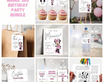 I'm This Minnie Birthday Bundle, Third Birthday Invite, Editable Canva Templates