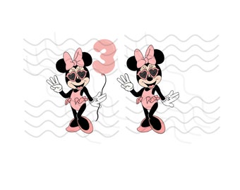 Minnie Mouse Third Birthday, Three Fingers, Bathing Suit Clipart Bundle