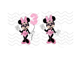 Minnie Mouse Third Birthday, Three Fingers, Bathing Suit Clipart Bundle