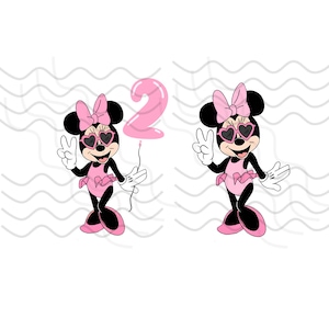 Minnie Maus Second Birthday, zwei Finger, Badeanzug Clipart Bundle