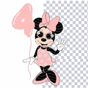 Minnie Maus Vierter Geburtstag Vier Finger - Digital Clipart | Minnie Ausschnitt