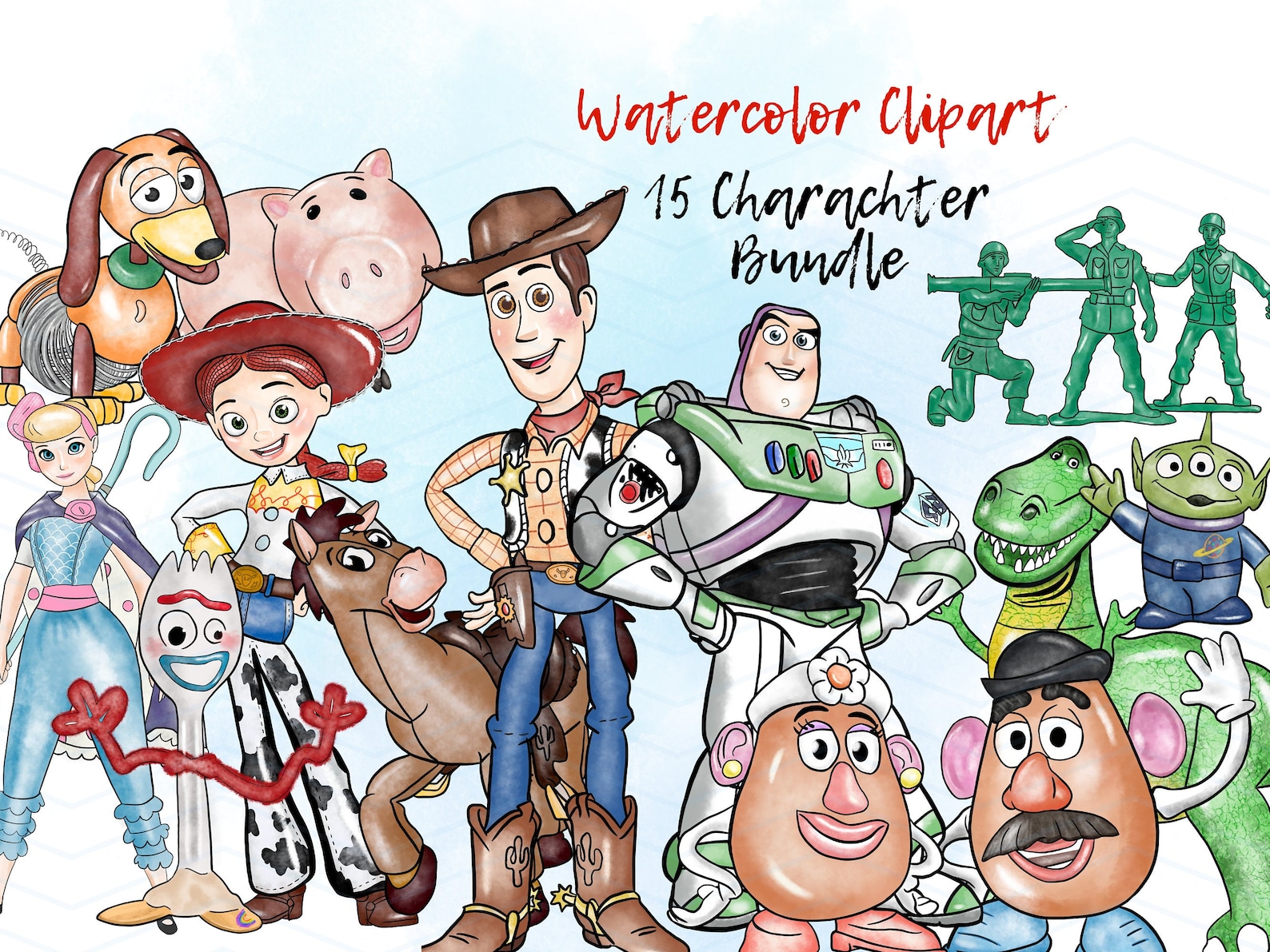 Toy Story Watercolor Clipart, High Resolution | Woody, Buzz Lightyear | Toy Story Party - Etsy
