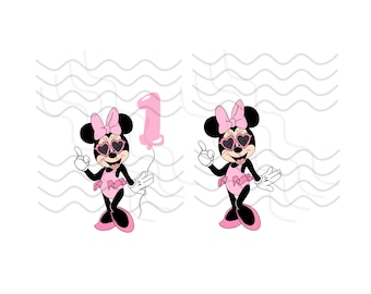 Minnie Maus erster Geburtstag, ein Finger, Badeanzug Clipart Bundle