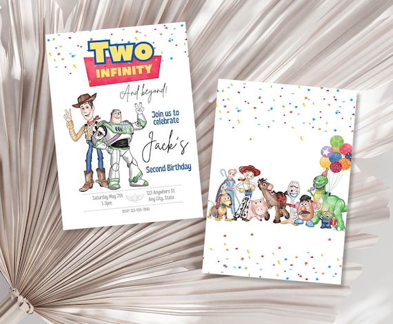 Two Infinity & Beyond Birthday Invitation, Second Birthday Toy Story Invite, Editable Canva Template