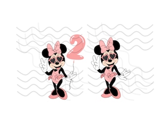 Minnie Mouse tweede verjaardag, twee vingers, badpak-clipartbundel