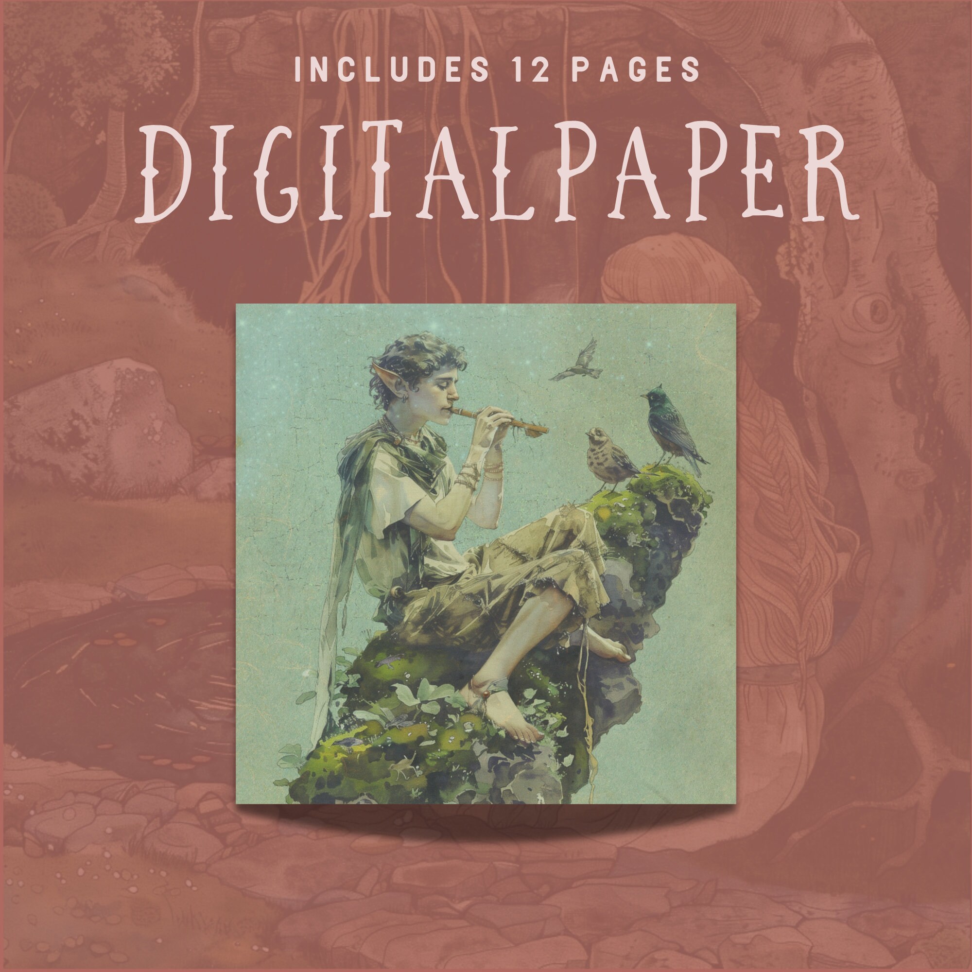 Elven Forest Themed Printable Junk Journal 12 Square Pages Magical ...