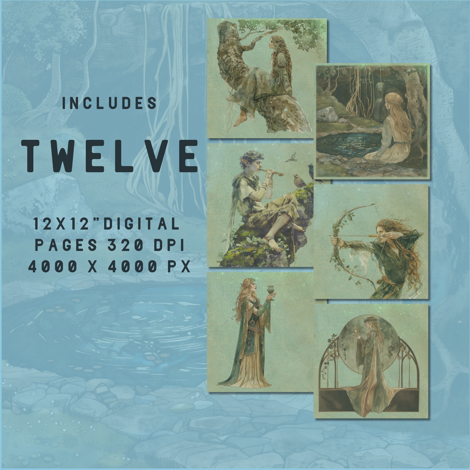 Elven Forest Themed Printable Junk Journal 12 Square Pages - Magical ...