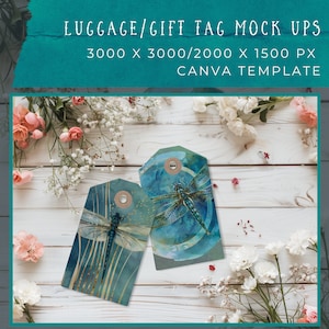 Gift Tags Mock up | Canva Template Drag & Drop | Floral Flatlay | Digital Product Mock Up | Flatlay Mockup | Digi Tags Favor Tags Frame