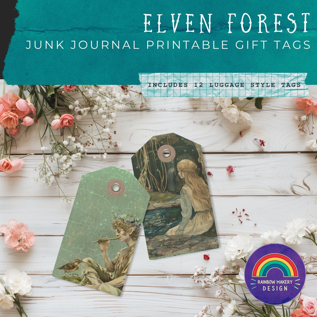 Elven Forest Themed 12 Printable Junk Journal Digital Tags | Paper ...