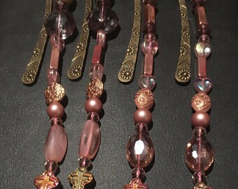 handgjorda bokmärken - set om (4) - rosa - Bibelbokmärken - Kors - Kristen