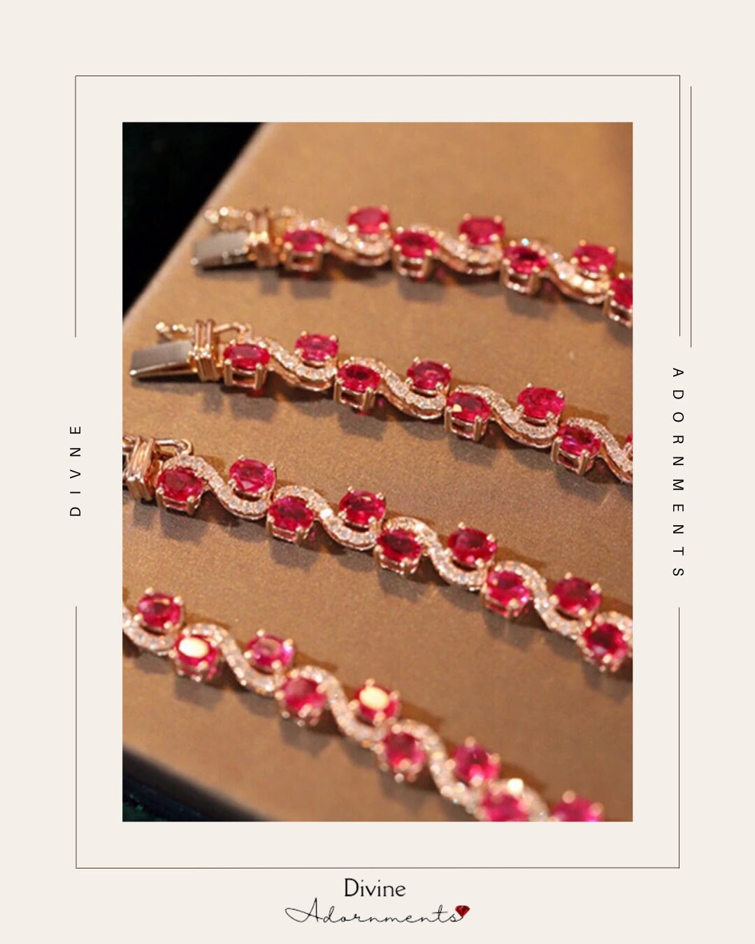 Elegant 18K Solid Rose Gold Bracelet With Natural Ruby & Real Diamonds Classic S Line Design Etsy