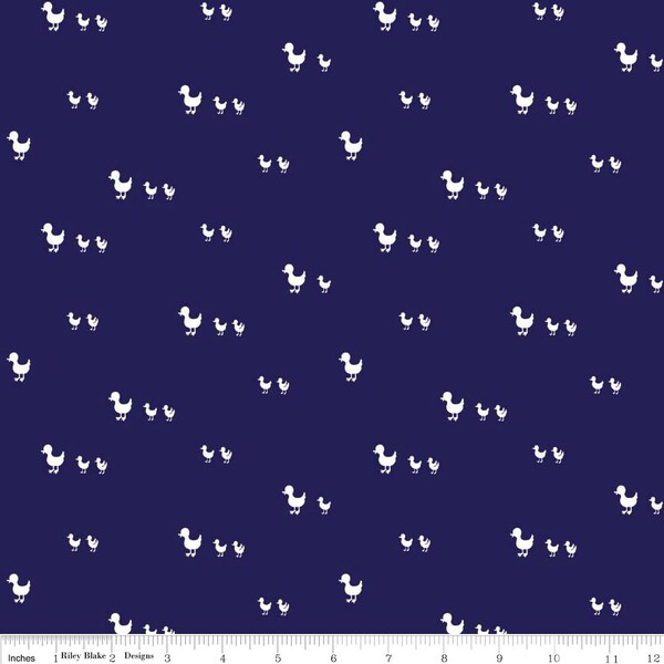 Country Girls Ducks Navy - 1/2 Yard