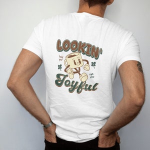 T-shirt graphique Lookin' Joyful Coffee / T-shirt cool unisexe pour les accros à la caféine / Dessin animé rétro Cadeau unique pour amateur d'espresso / Dessin animé rétro amusant