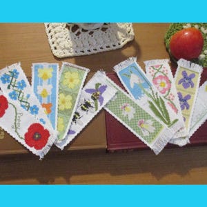 10 Wild Flower Bookmark Cross Stitch Patterns, LDX1026, pdf, flower embroidery chart