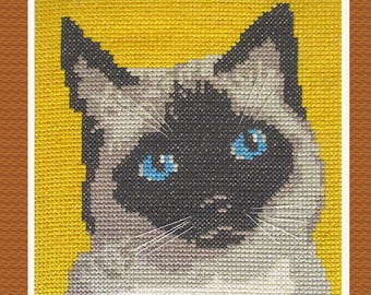Siamese Cat cross stitch pattern, LDX1024, pdf, cat embroidery chart