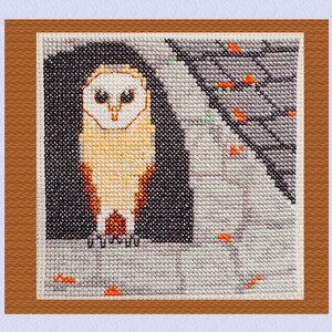 Barn Owl cross stitch pattern, LDX1013, pdf, British bird embroidery chart