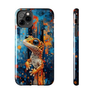 Artistic Leopard Gecko Phone Case Unique Gift for Pet Owner of Reptile Lizard Lover Present iPhone 16 15 14 13 & Samsung Galaxy S23 S24
