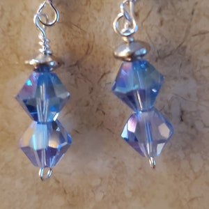 Double sky blue Swarovski crystal bicones image 1