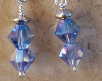Double sky blue Swarovski crystal bicones