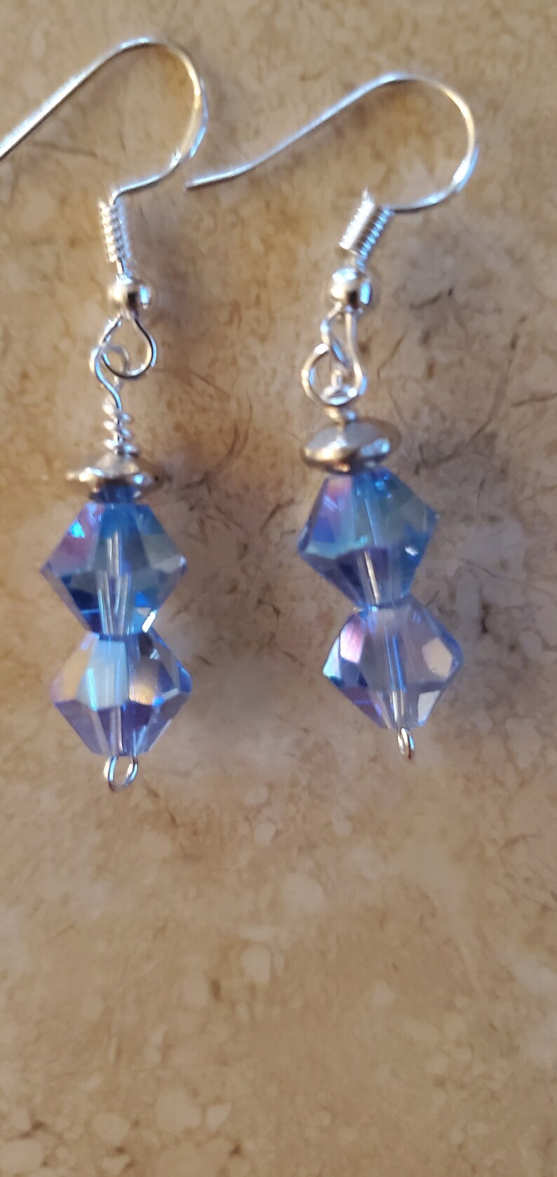 Double sky blue Swarovski crystal bicones image 1