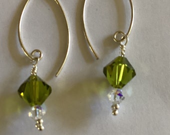 Olive Swarovski crystal dangle earrings