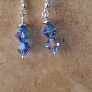 Double sky blue Swarovski crystal bicones image 2