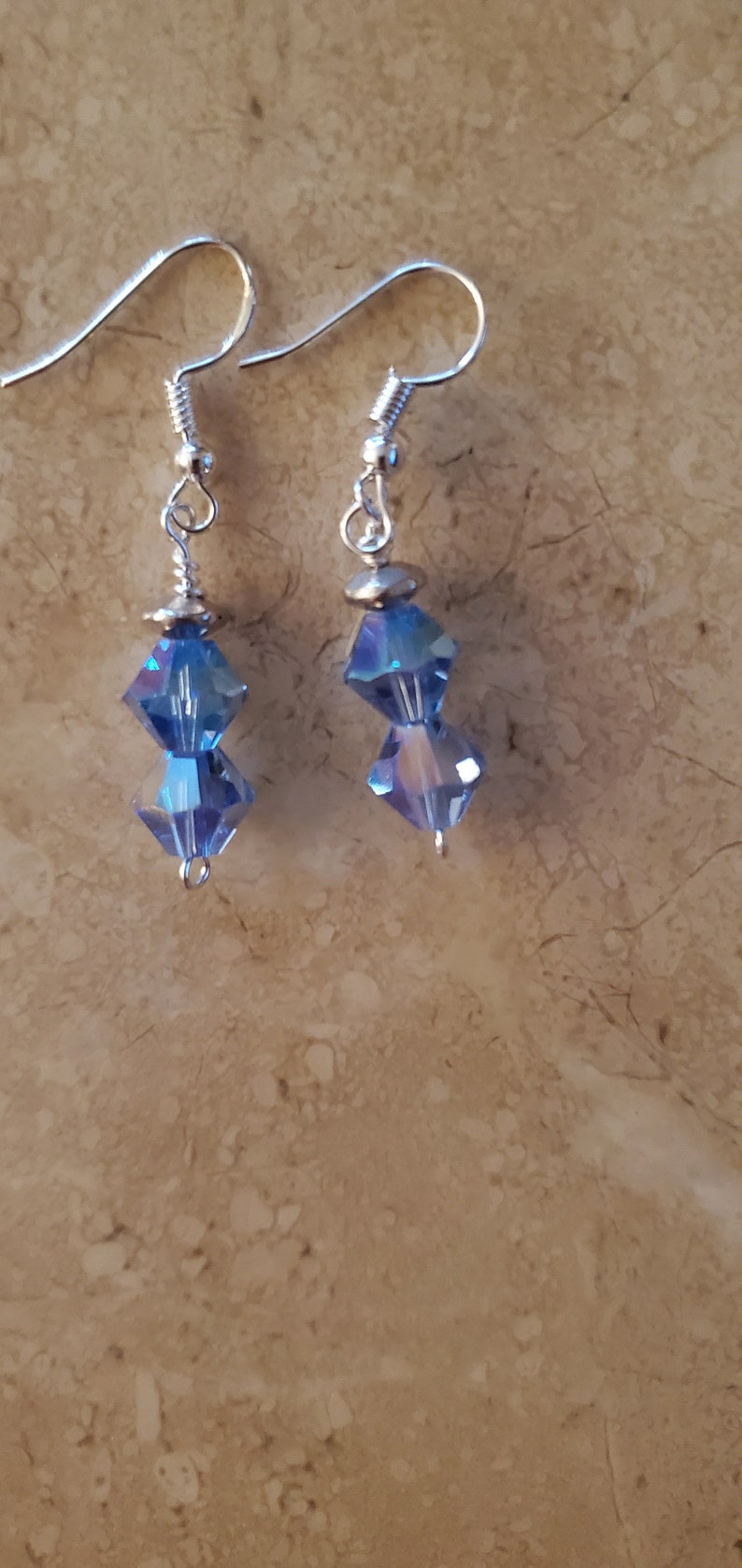 Double sky blue Swarovski crystal bicones image 2