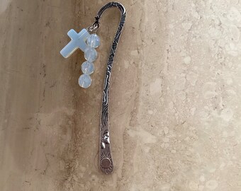 Sunshine bookmark with opal cross and opal beads