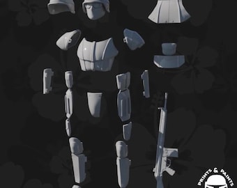 1:12スケールのガトリングレーザー+バックパックとガウスライフル