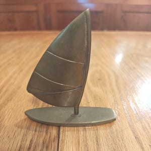 Vintage Brass Sailboat Sculpture - Massier Koper California Design - Nautical Brutalist Decor