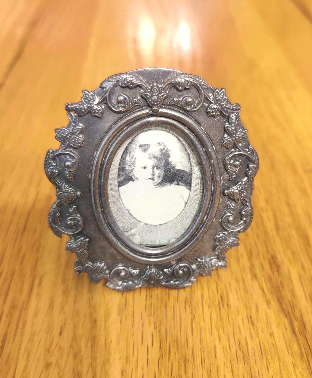 Miniature Pewter Table Top Picture Frame With Real Glass. Holds Mini ...