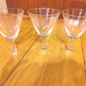 Vintage Fostoria Glassware Pine Pattern Crystal Glass Goblet 8oz- Set of 3
