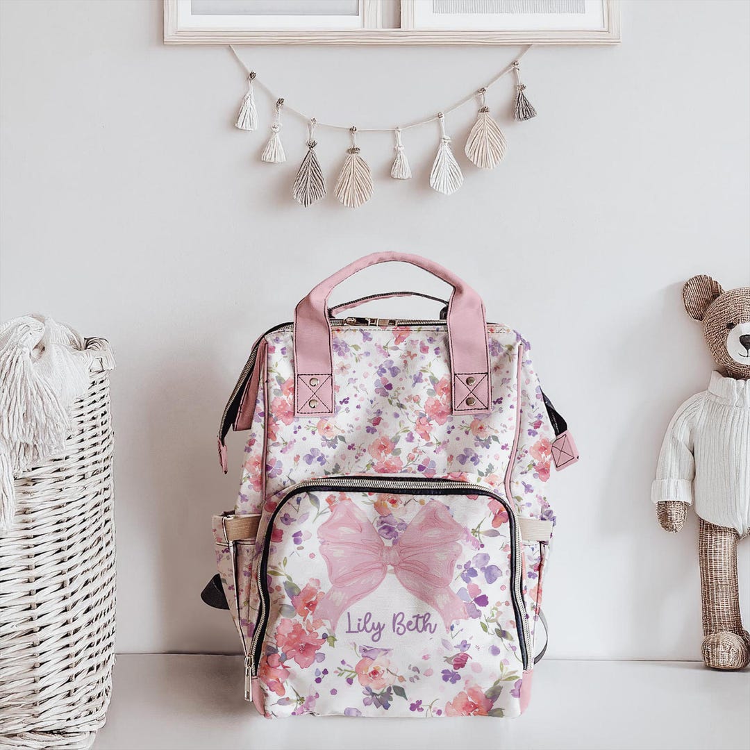 Little Girl Backpack Floral Design Pink Purple Flower Pattern Child ...
